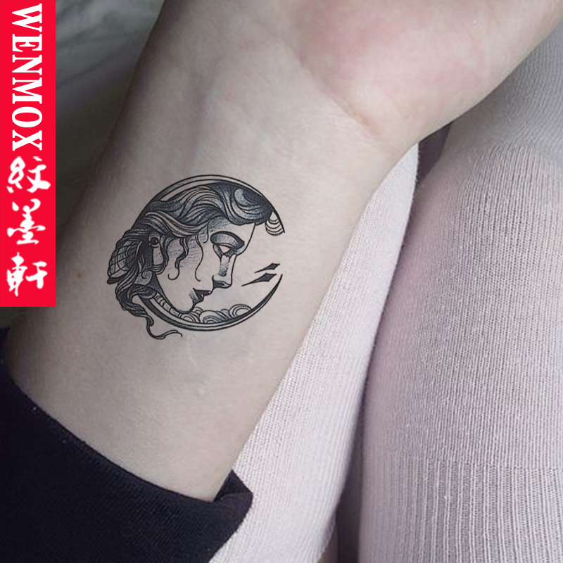 情侣款原宿个性百搭逼真假刺青 欧美古典美女头像