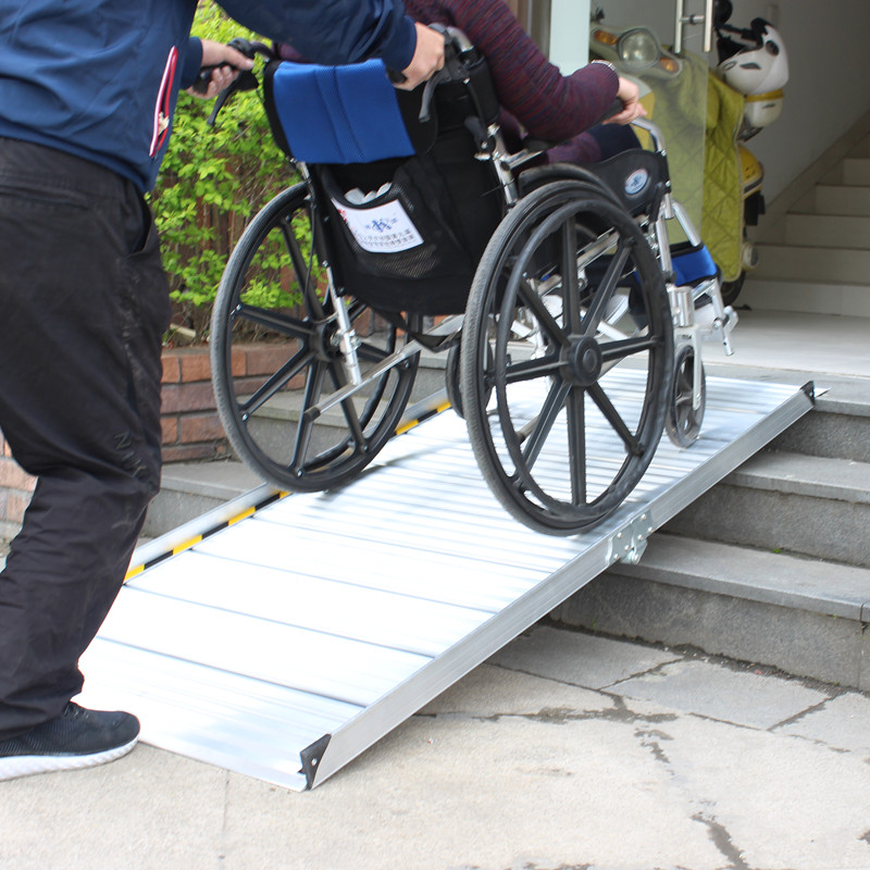 思陆（SI LU）铝合金便携式楼梯无障碍防滑楼梯坡道板斜坡轮椅上台阶坡道 长198宽75cm上下折叠