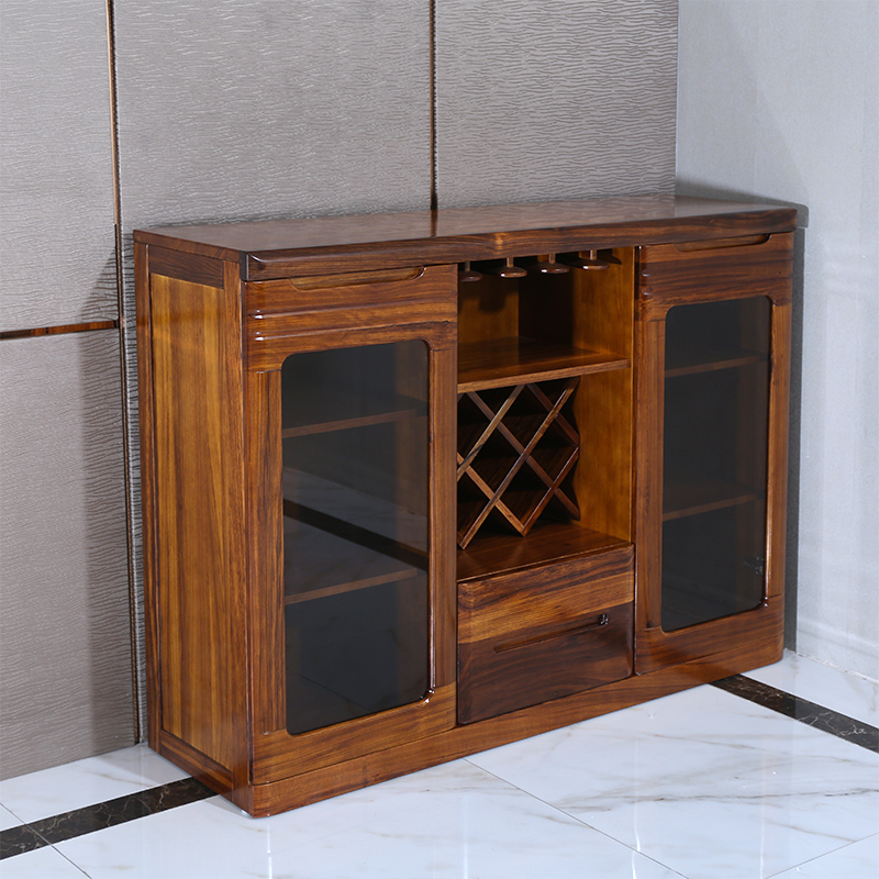 ailvju 新中式全实木家具 乌金木餐边柜 实木小酒柜 储物柜边柜子 乌