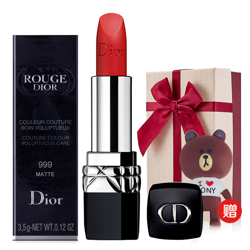 【送礼盒 送布朗熊钥匙扣】Dior迪奥口红女士唇膏烈艳蓝金 #999 Dior迪奥 3.5g 滋润传奇红正红色