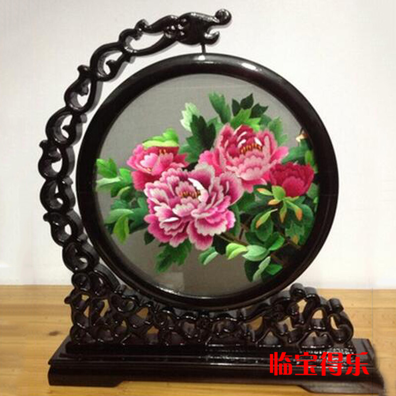 临宝得乐苏绣手工刺绣屏风 双面绣手工刺绣工艺品中国风礼品送老外