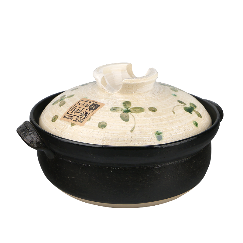 美浓烧（Mino Yaki） 美浓烧日本进口日式和风万古窑土锅砂锅火锅煲汤熬粥锅寿喜锅 四叶草9号土锅 3.5L