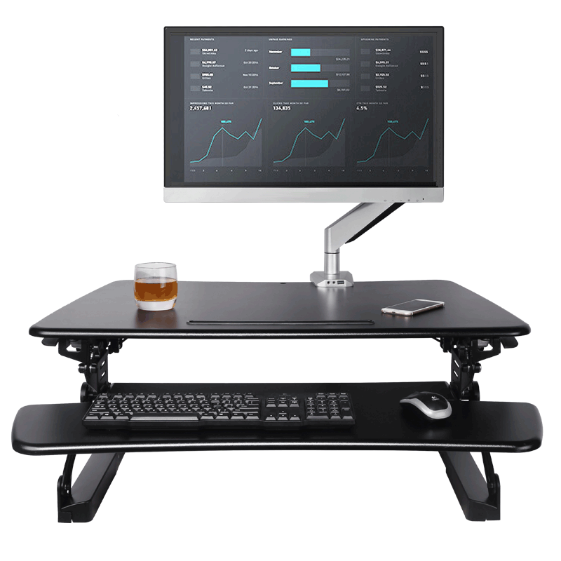 乐歌站立办公升降台式家用电脑桌子 坐站交替写字书桌 可折叠学习桌 笔记本显示器支架M1M雅黑