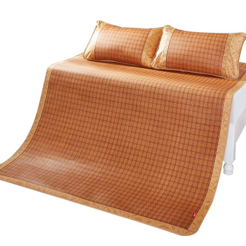 九洲鹿家纺 席子夏天夏季凉席三件套折叠席子1.5米床 密藤席双人空调凉席