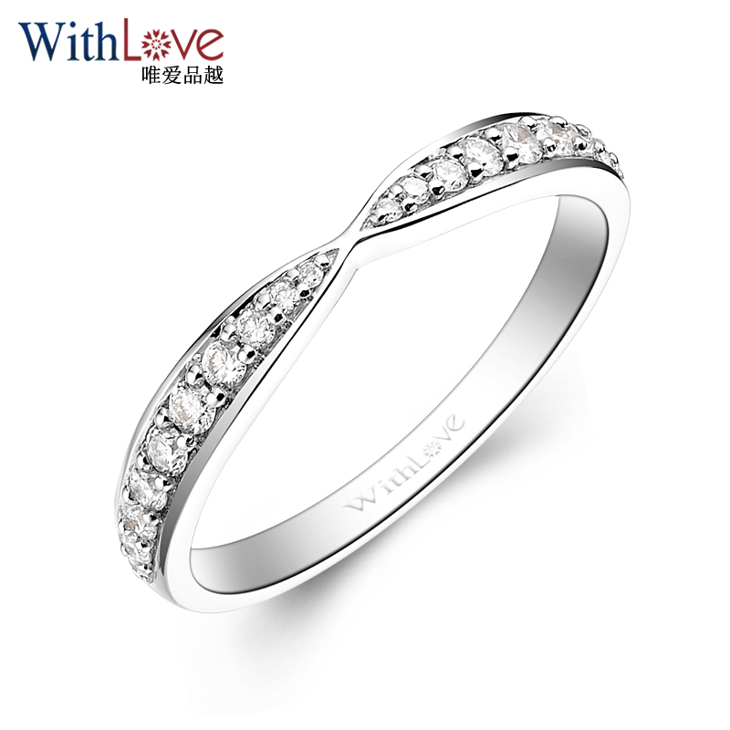 withlove唯爱品越 白18k金22分叠戴排钻婚戒女排镶钻石戒指 倾慕 共22