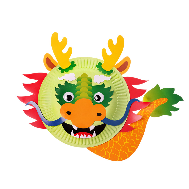 艺趣幼儿手工幼儿园宝宝自制纸盘画动物环创材料包重阳节圣诞节粘贴画