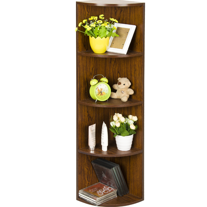 慧乐家 置物架 鲁比克四层转角组合储物柜 拐角书柜书架层架 深红樱桃木色 11089