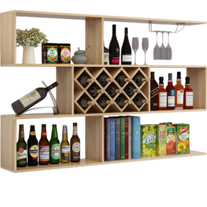 超益嘉 创意现代简约酒柜壁挂式红酒架悬挂式酒柜餐厅墙壁墙上酒架酒架家用墙壁酒柜装饰架吊柜 白色黑酒格 1.4米长8个酒格