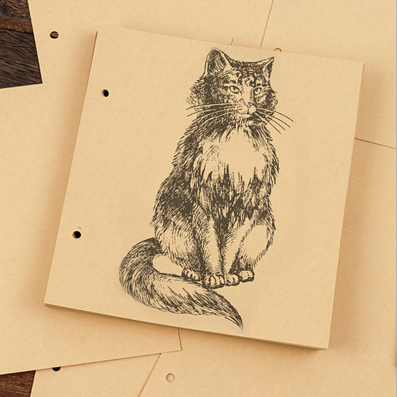 览日鸟a4素描本厚空白活页夹环扣式牛皮纸方形复古画画本白纸速写本