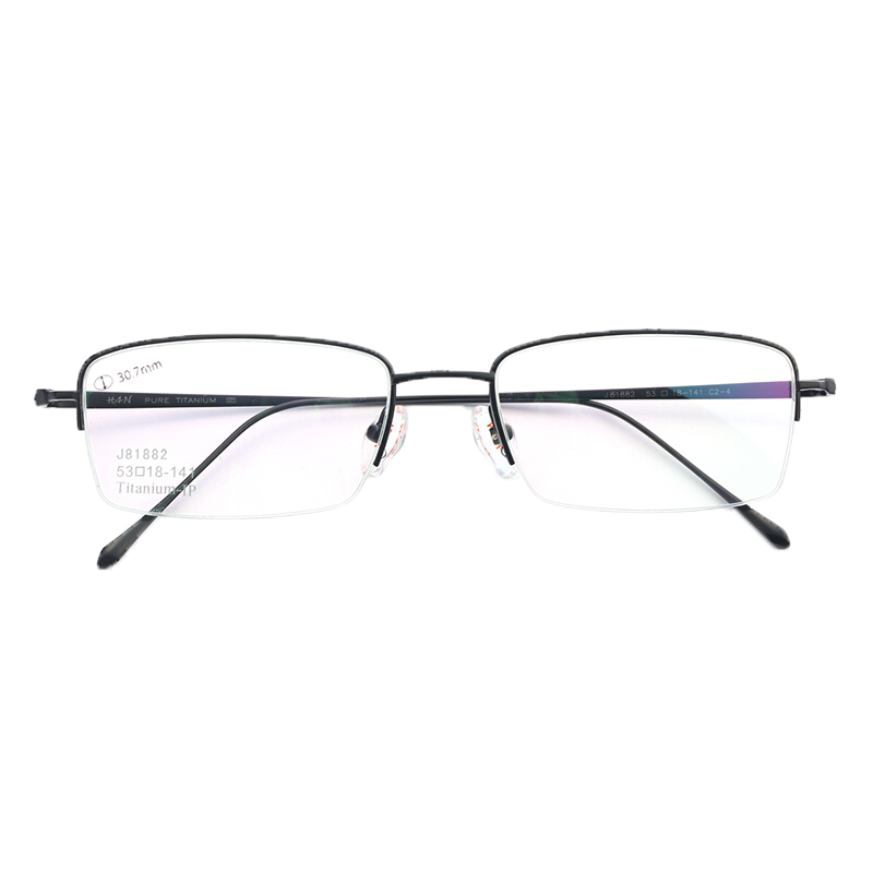 汉（HAN）眼镜框近视眼镜男女款 纯钛X护目镜近视眼镜框架 J81882 纯黑 配1.60非球面防蓝光镜片(200-600度)