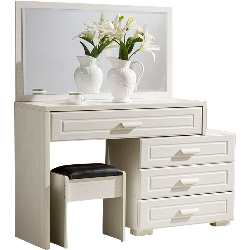 凯帝格家具 梳妆台卧室现代简约 韩式田园木质小化妆台化妆桌梳妆柜+梳妆凳套装 苏香桐色