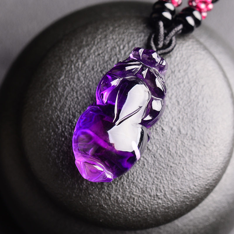 慈灵阁紫水晶貔貅吊坠 紫罗兰色深紫色水晶男女项链礼物