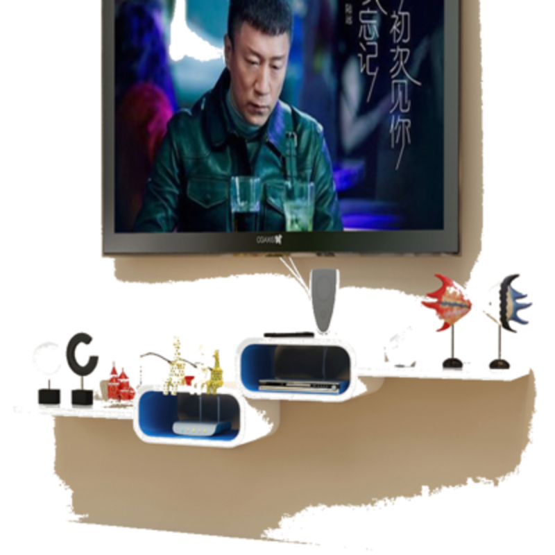 【钢琴烤漆 现货速发】壁挂机顶盒置物架客厅背景墙墙壁装饰架卧室墙面壁挂电视柜机顶盒架 C199-套餐I