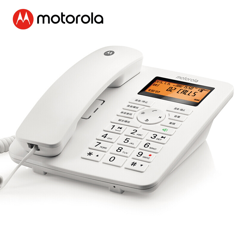 摩托罗拉(Motorola)录音电话机 固定座机 办公家用 智能插TF扩展卡 商务客服电话呼叫XCT111C白色