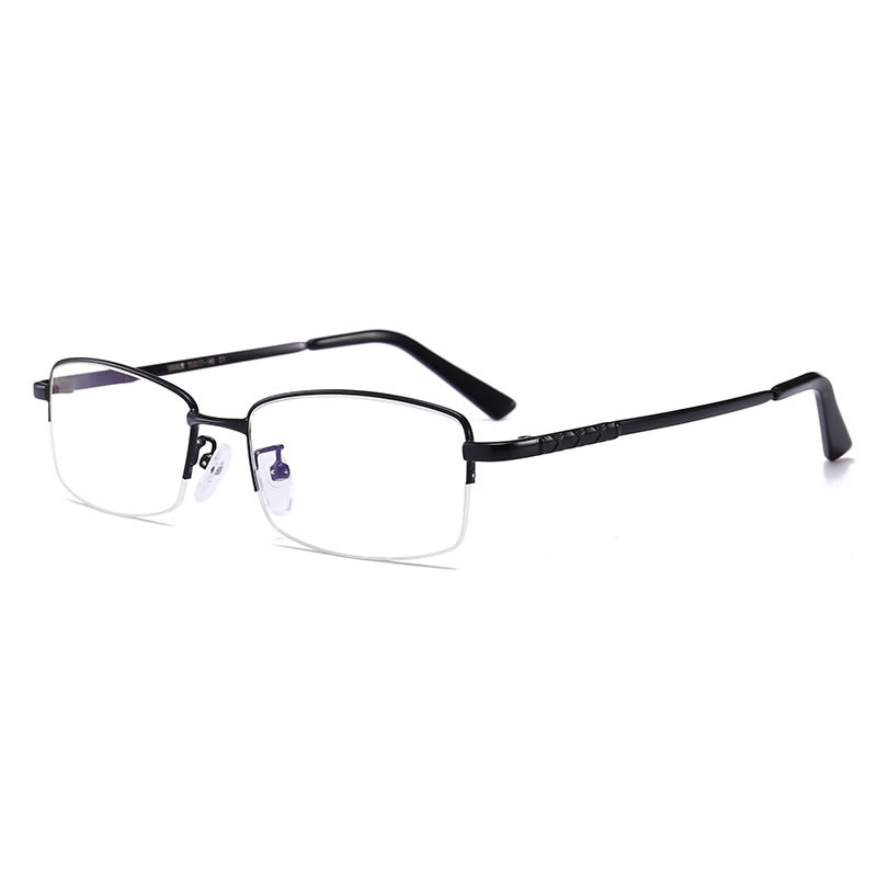 维品质半框眼镜防蓝光电脑镜护目镜潮平光镜男士商务眼睛平面镜无度数 黑色框（防蓝光平光片0度）