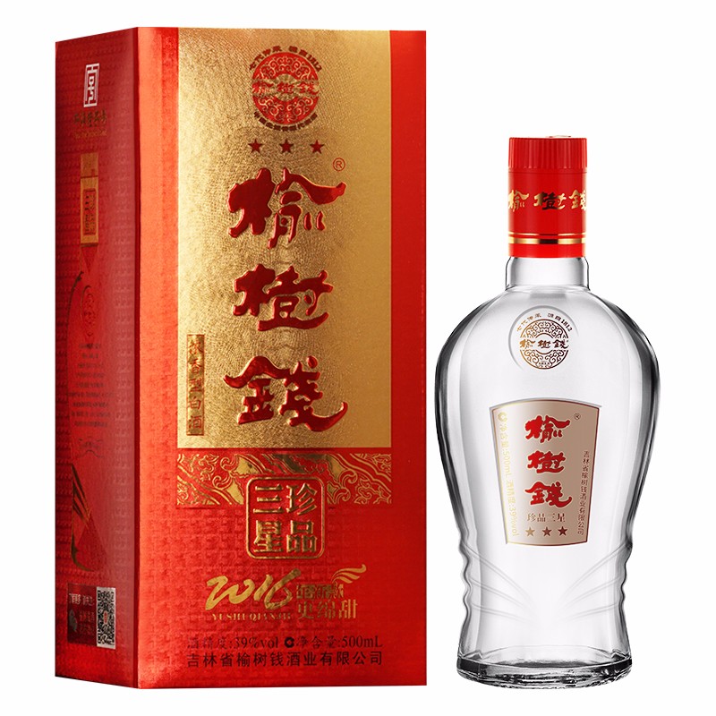 榆树钱白酒珍品三星东北特产酒吉林名酒送礼宴请婚宴自饮 39度单瓶500