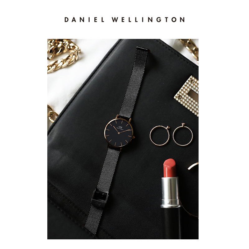 丹尼尔惠灵顿（DanielWellington）[部分爆品5折]DW手表女摩登石英女士手表欧美腕表 生日礼物送女友 28MM银色边黑盘DW00100246
