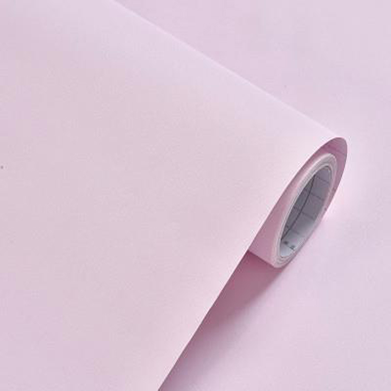 自粘墙纸卧室墙贴家具翻新学生宿舍墙纸卧室背景防水纯色贴纸 淡粉色