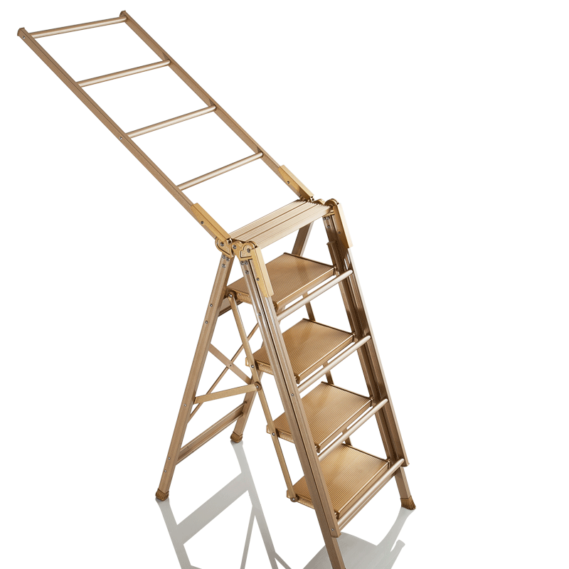 华峰 折叠晾衣架 阳台落地挂晒衣架梯子 加厚铝合金翼型两用晾晒衣服架子