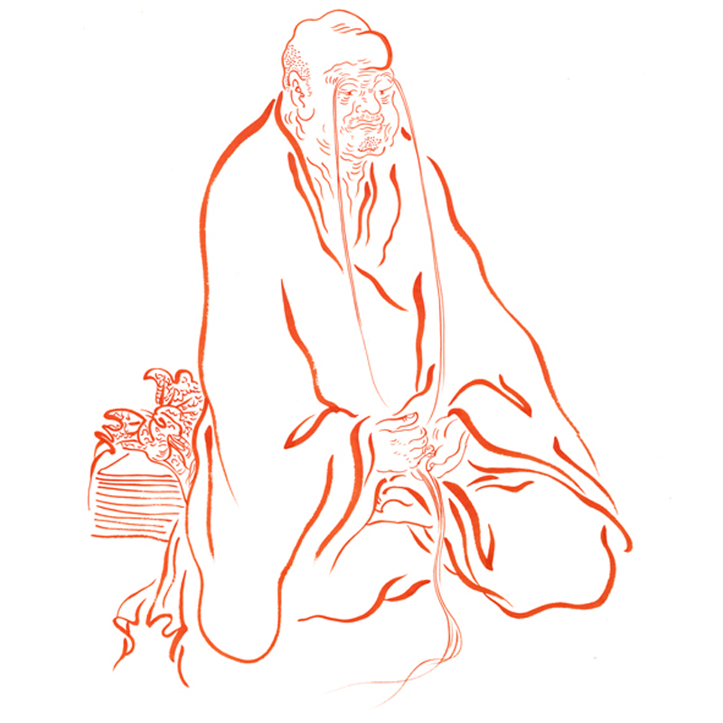 姿翰 馆藏画复制品 弘一风格 线描佛像十八罗汉 四尺斗方 复制品 单幅