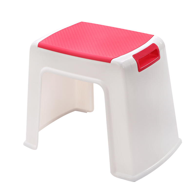 好尔凳子家用小板凳客厅卧室阳台塑料凳子创意脚踏矮凳带提手中号 红色 高度30cm