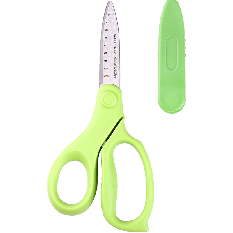 国誉(KOKUYO)学生剪刀FIT SAXA飞特飒飒剪刀儿童安全型左手专用款 绿色1把 WSG-HSL270G