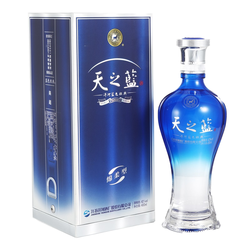洋河 蓝色经典 天之蓝 42度 480ml 单瓶装 绵柔浓香型白酒