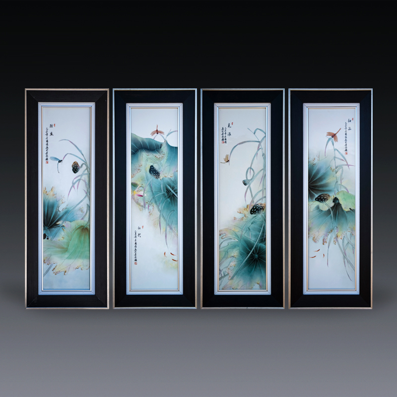 泉讨  景德镇名家大师手绘陶瓷挂画粉彩花鸟瓷板画 中式装饰壁 饰壁画