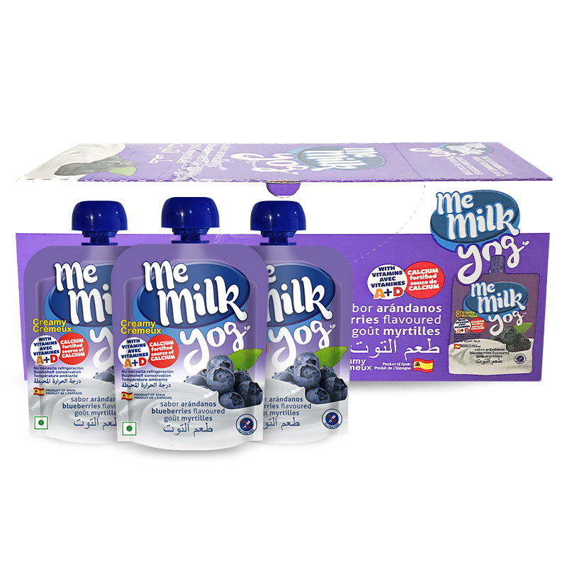 美妙可(me milk) 蓝莓味儿童常温酸牛奶宝宝酸酸乳90g*18袋 进口零食
