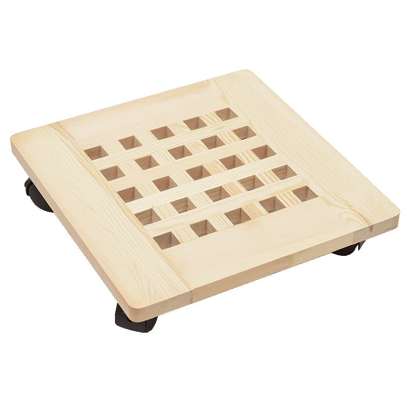 隆上隆 实木阳台花架花盆托架万向轮移动托盘室内外盆景架 LS-063方形碳烤色 30*30