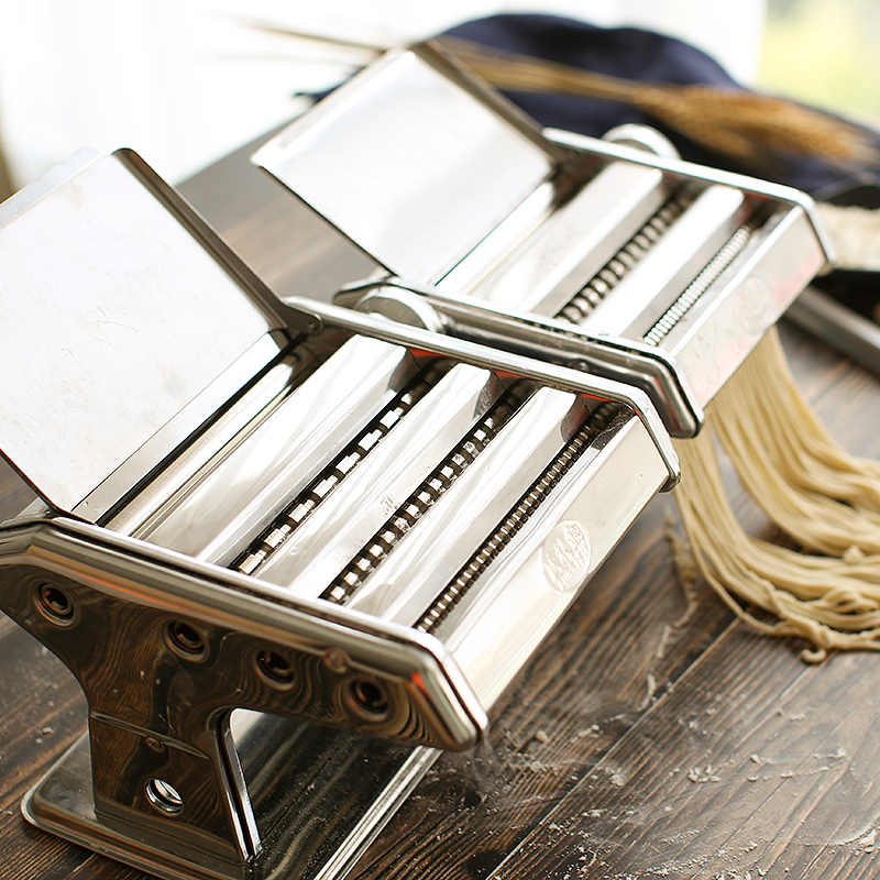 鸿迪家用不锈钢面条机压面机手动手摇饺子混沌宽窄面皮擀面机制面机 三刀压面机