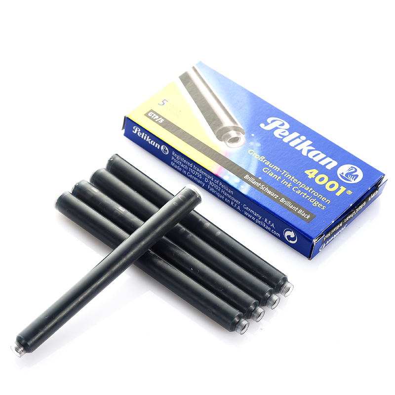 百利金 pelikan墨水胆德国进口非碳素4001长墨水胆墨囊5支装 亮黑色