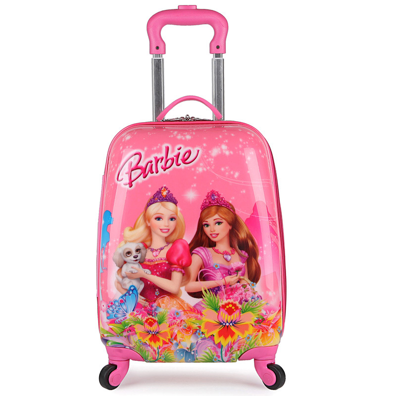 儿童拉杆箱 学生卡通行李箱 男女小孩旅行箱图案zcj  18寸双拉杆 粉色芭比