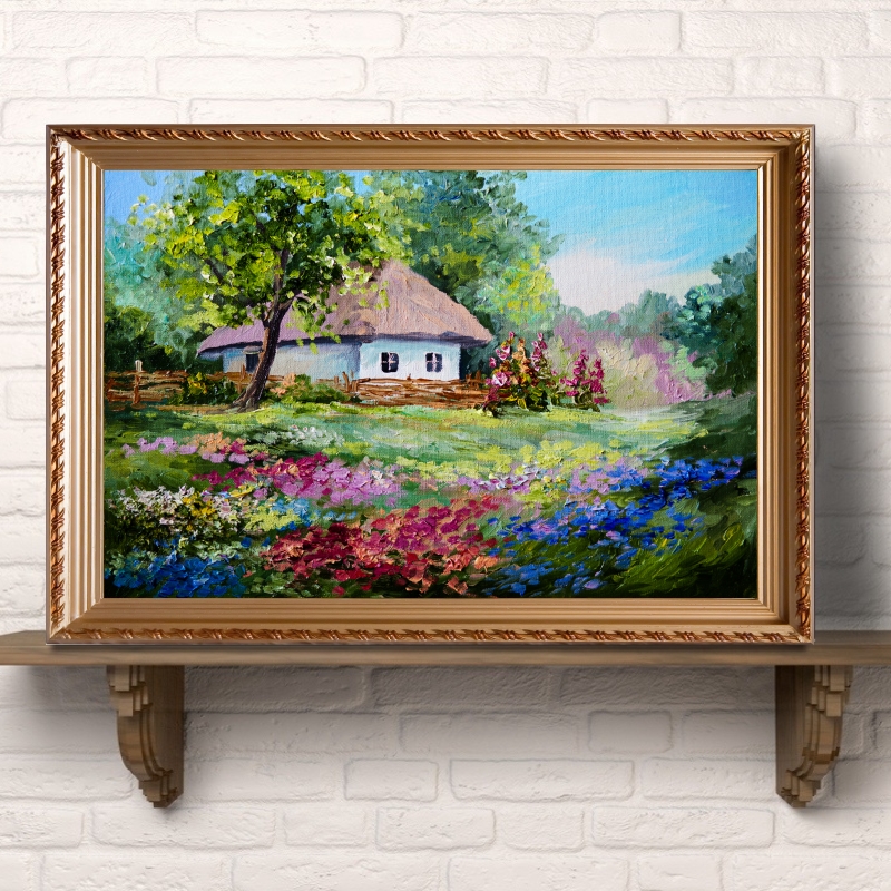 宁静乡村田园风景装饰画沙发背景墙壁画客厅咖啡厅挂画 单幅风景画