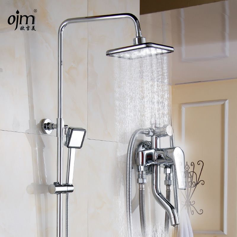 欧吉美（OJM） 淋浴花洒套装 全铜龙头淋浴器浴室淋雨沐浴花洒喷头套装 方形-DP9012明装