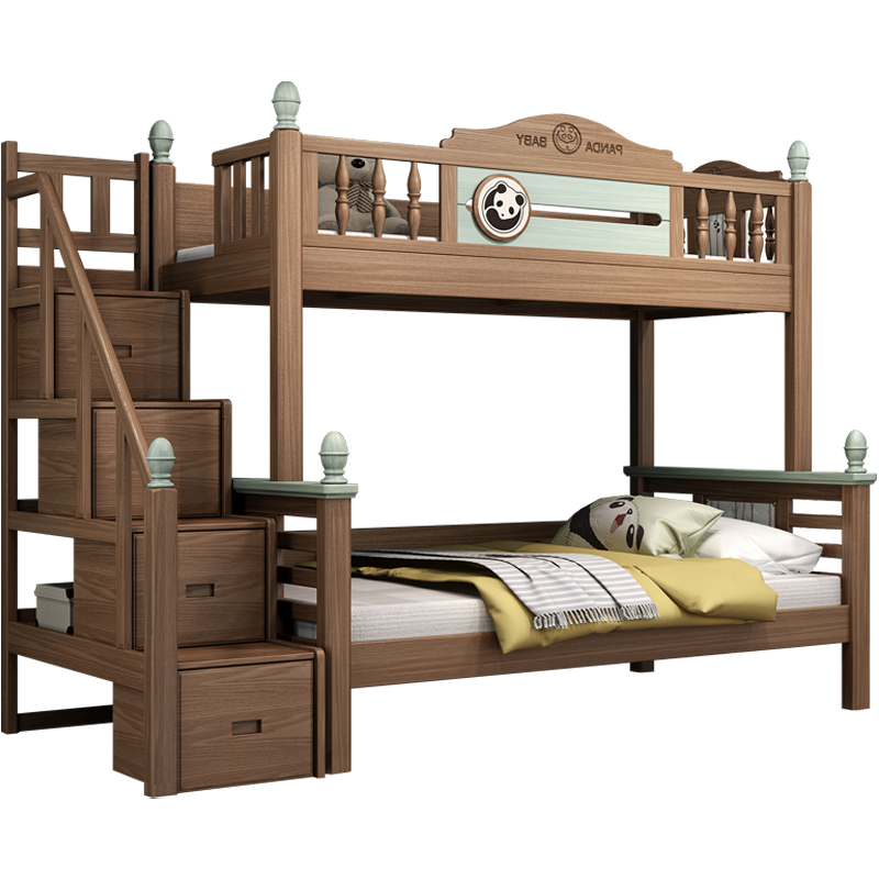 格杰 实木儿童床 上下床双层床 高低床 子母床 上下铺组合床橡胶木 仅上下床(梯柜) 上1.2米 下1.5米