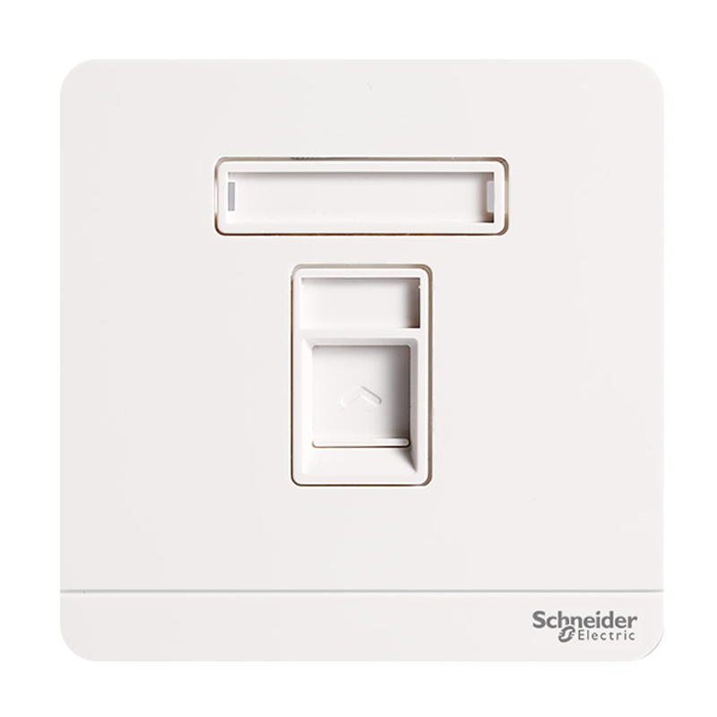 施耐德电气 单联六类电脑插座面板 86型千兆网络网线面板 绎尚系列 镜瓷白色