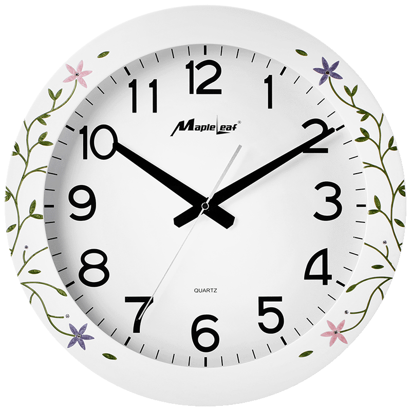 楓葉（MapleLeaf） 田園實木鐘表圓形掛鐘客廳現(xiàn)代簡約時鐘臥室大號掛表創(chuàng)意墻鐘 4016木質(zhì)+霸王機(jī)芯