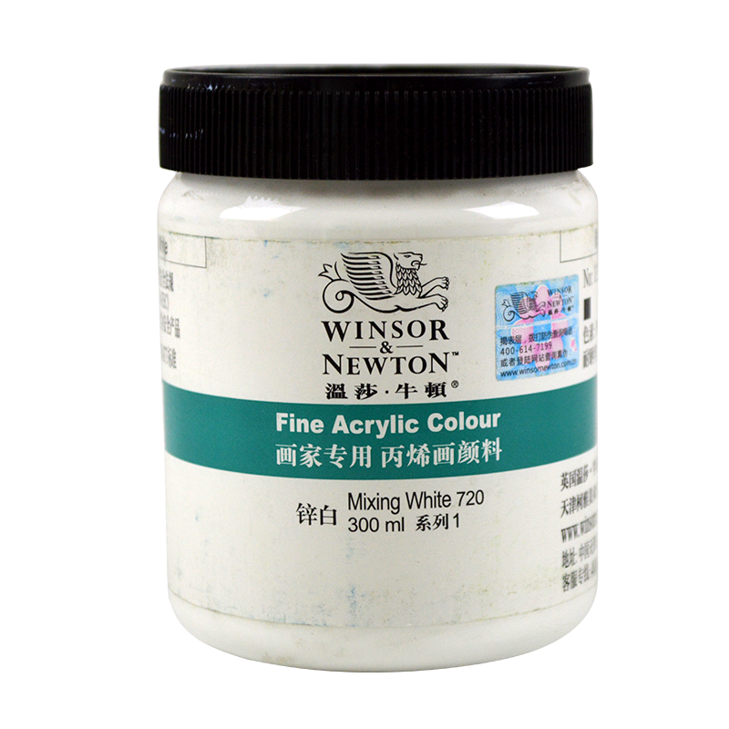 温莎牛顿（WINSOR&NEWTON） 300ml画家专用丙烯颜料墙绘颜料 手绘DIY防水不易掉色 锌白