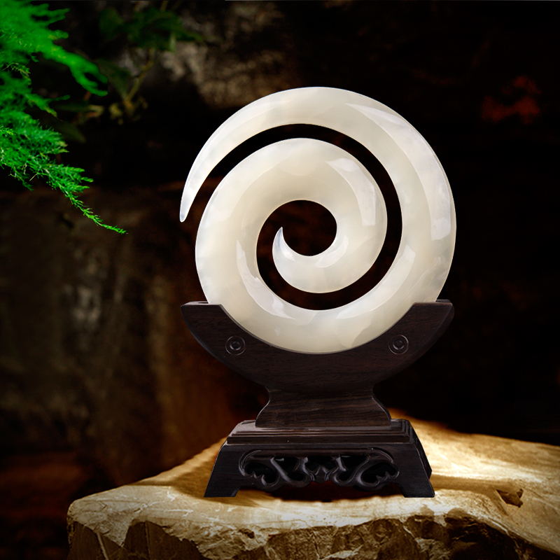 天下玉家 玉石石来运转家居客厅玄关装饰工艺品摆件青玉精雕创意商务