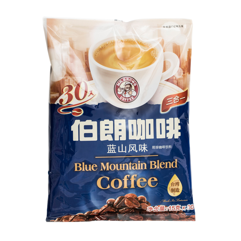 伯朗(MR.BROWN) 蓝山风味即溶咖啡饮料 15g*30袋 台湾进口