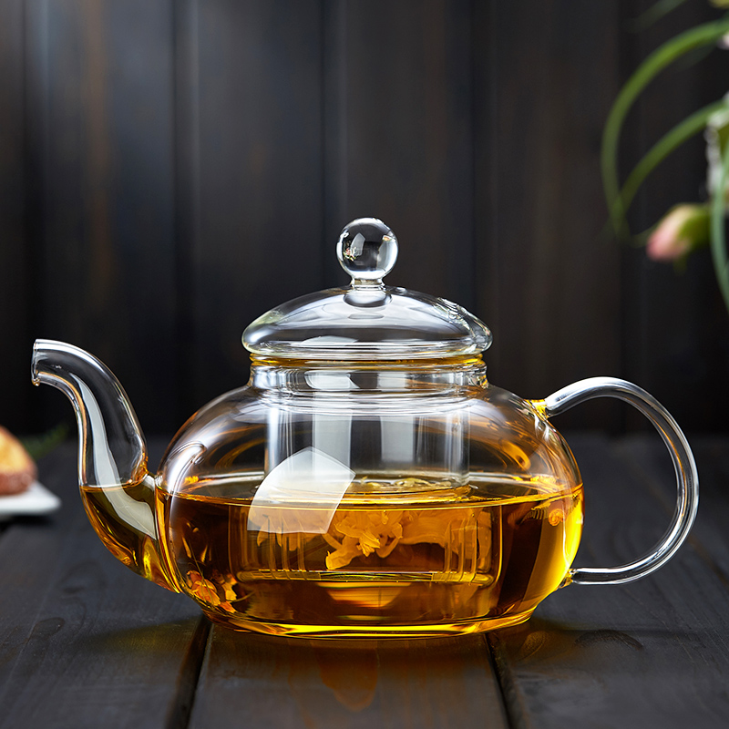 美斯尼 耐热玻璃茶壶泡茶壶花茶壶 加厚玻璃茶具带过滤  可明火加热 升级款900ml