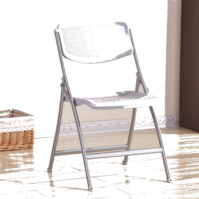 美思来登活动折叠椅子简约镂空塑料折叠椅办公便携厅阳台休闲培训电脑户外凳子 灰色(镂空塑料折叠椅)