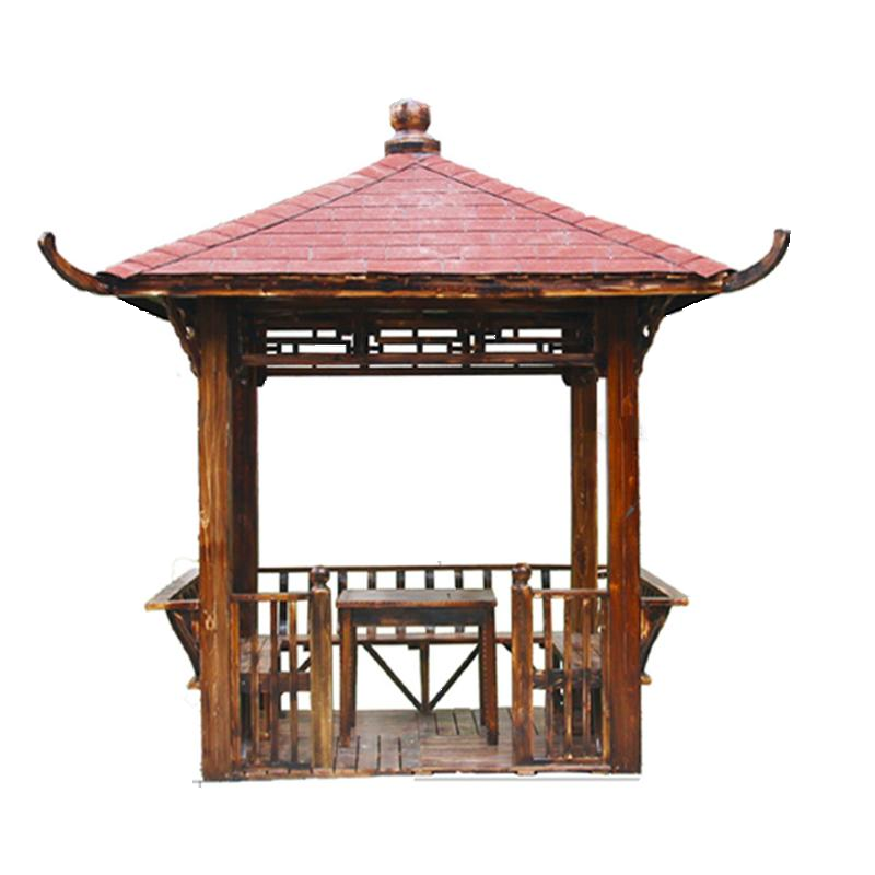 欧芳庭 户外防腐木凉亭 亭子 庭院别墅仿古四角凉亭 木质 花园景区公园 休闲亭 凉亭 木屋现代简约 2米 四角凉亭 A款【木瓦】 11CM立柱