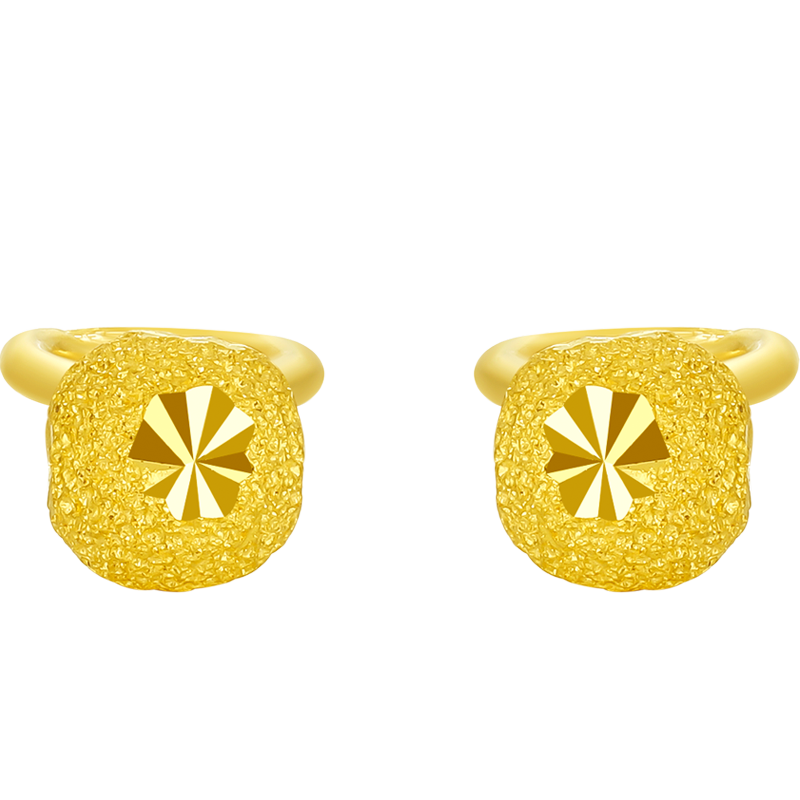 周六福（ZLF）  黃金耳釘彎勾磨砂圓珠耳環(huán)送媽媽 計(jì)價(jià) 足金 1.45g