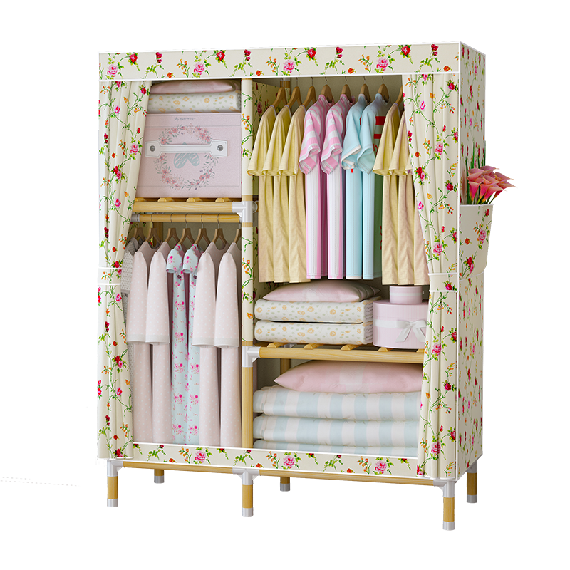 梦卡莱(MENGKALAI)布衣柜 简易实木易组装布衣橱 水洗牛津布1.05米宽简易衣柜 105A春色满园 1.05米