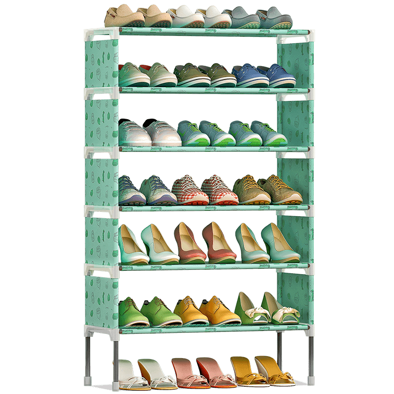 索尔诺鞋架层架简易多层鞋架组装防尘鞋架收纳架宿舍家用门口鞋架K127 绿柠檬