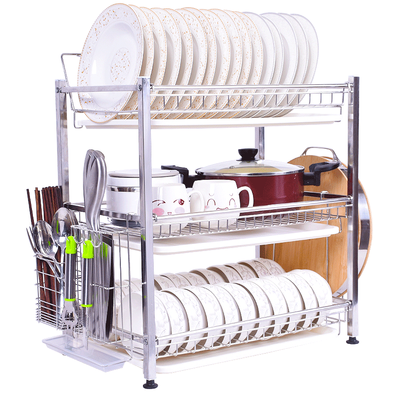 和则兴(hezexing) 304不锈钢厨房碗架沥水架碗筷晾放收纳盒碗盘碗碟用品厨房置物架 大号沥水碗碟架(全套配件)