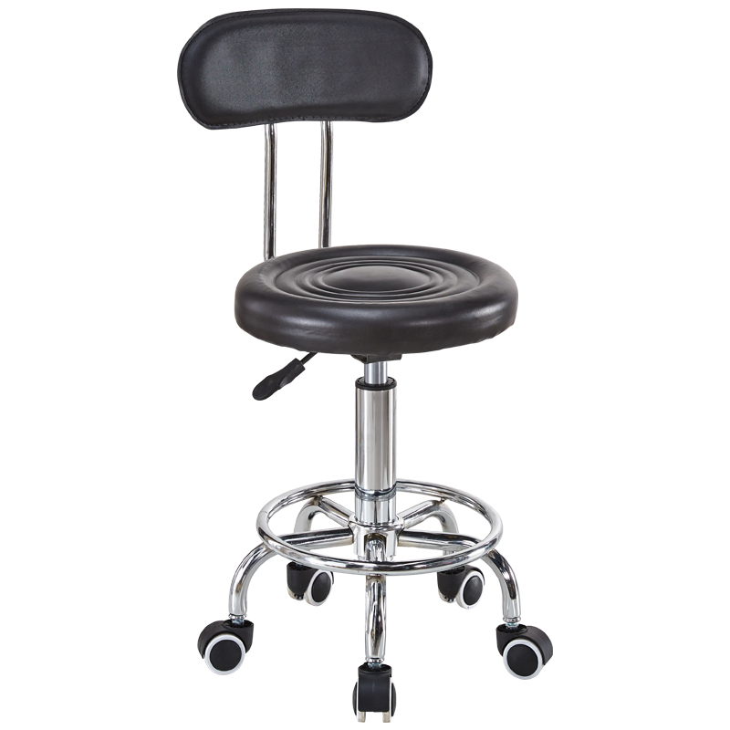 古雷诺斯 吧台椅 可旋转升降酒吧椅吧美容椅 休闲接待高脚椅子  黑色靠背转椅皮椅 N691-01黑色