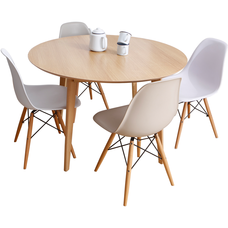 A家 餐桌咖啡桌椅办公室休闲桌 一桌四椅(黄色椅)